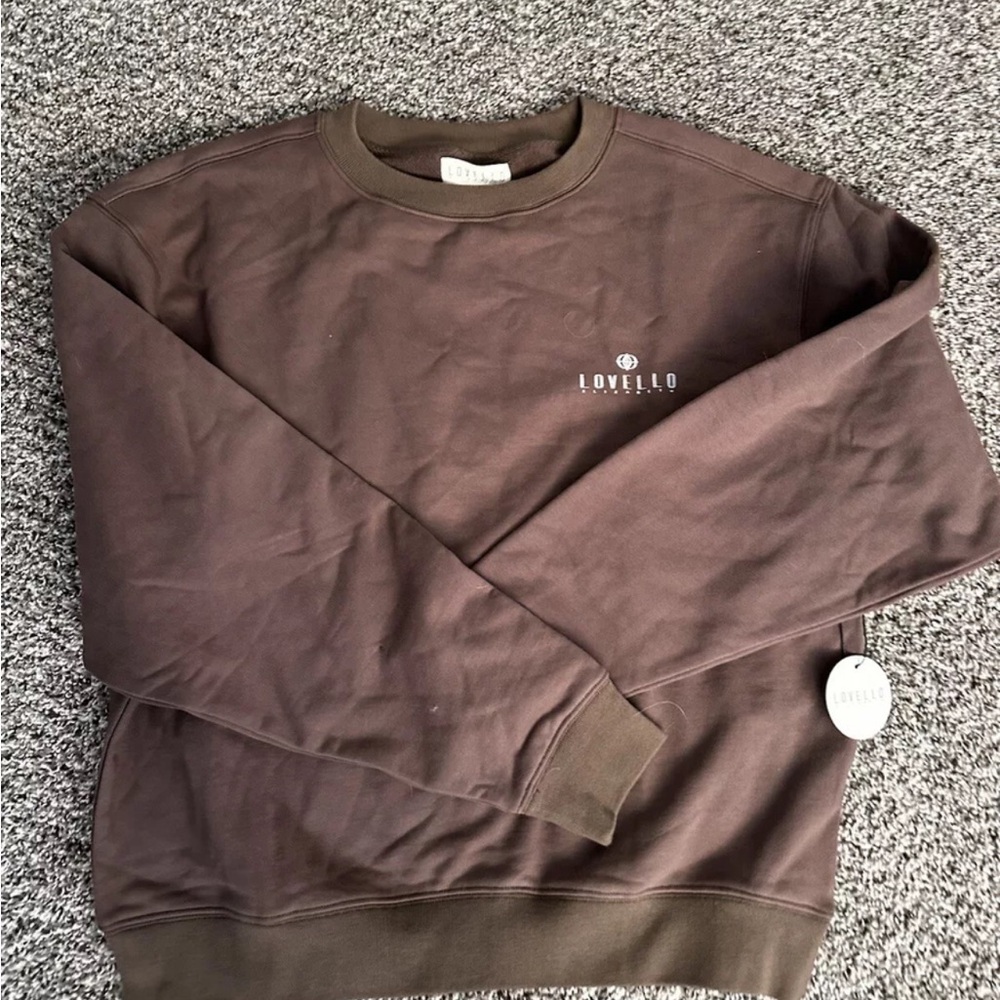 Lovello Elizabeth Women's Size L Brown  Logo Crewneck Sweatshirt